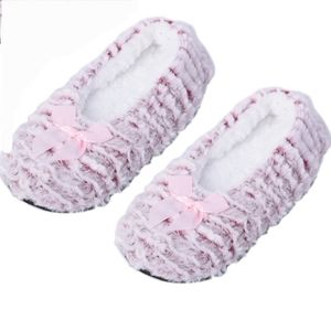 Ballerina Slippers (Women's Size 5-10) HOMESMART Red & White Microfiber Faux Fur